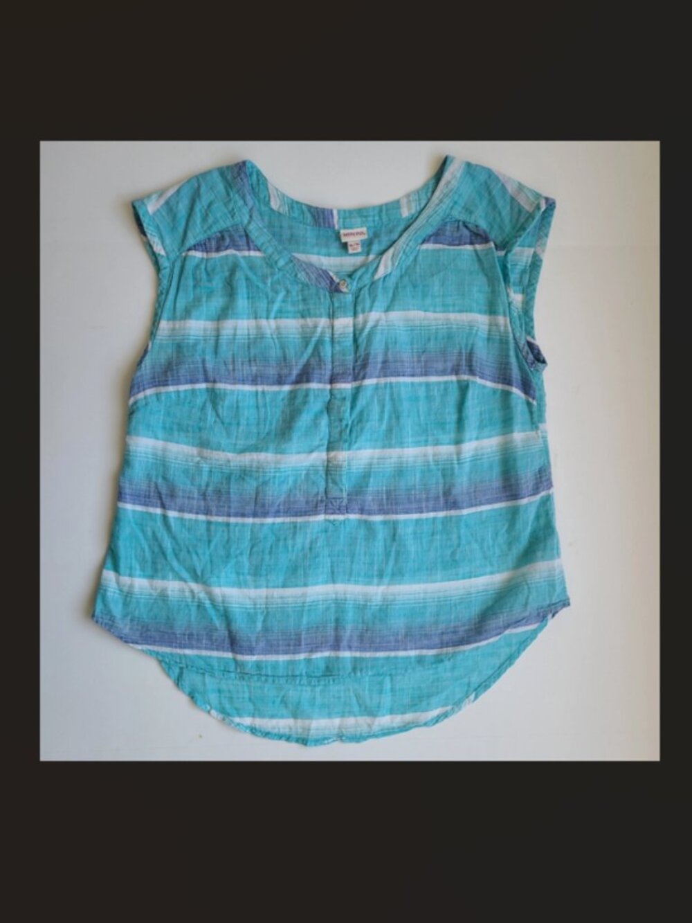 Merona 100% Cotton Lightweight Top XL Striped Blue Lightweight Popover Beach